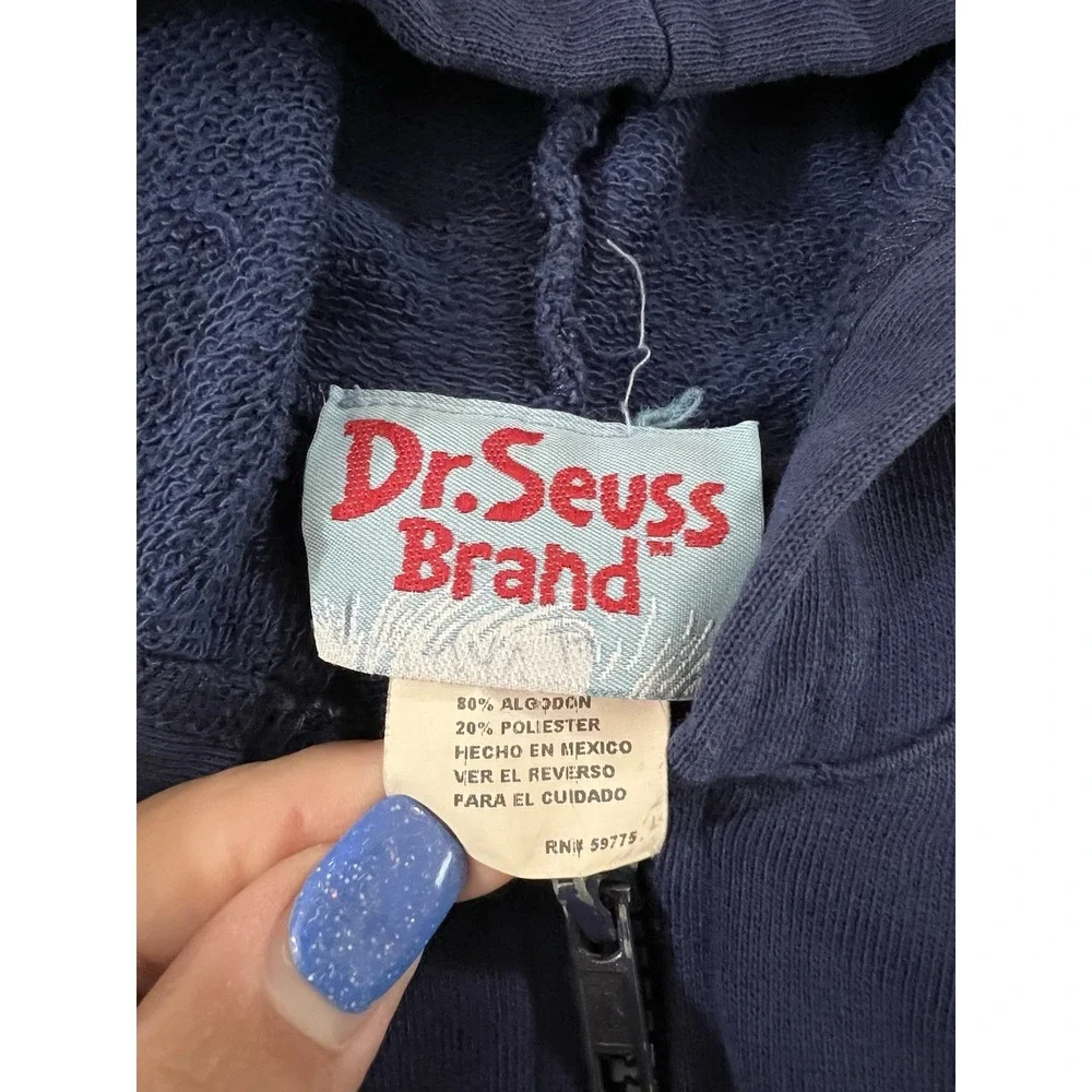 Vintage Y2K Blue Dr Seuss Zip Up Hoodie Jacket‎ Size 7/8